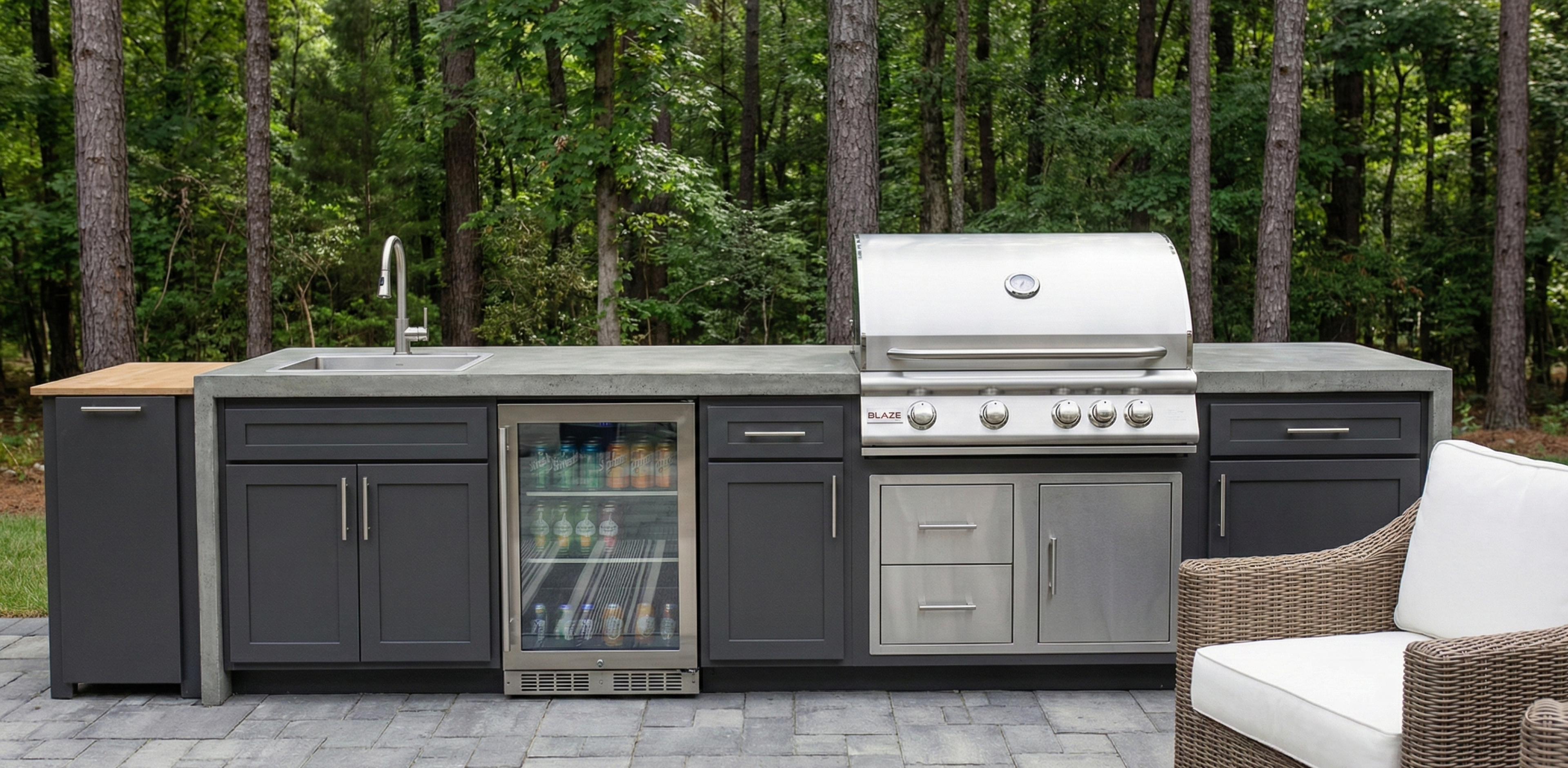 Forest Edge Outdoor Kitchen Project | Blaze Grill & Beverage Center