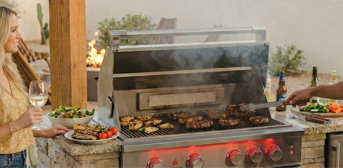 Desert Oasis Outdoor Kitchen Project | TrueFlame Grill & Stone Island