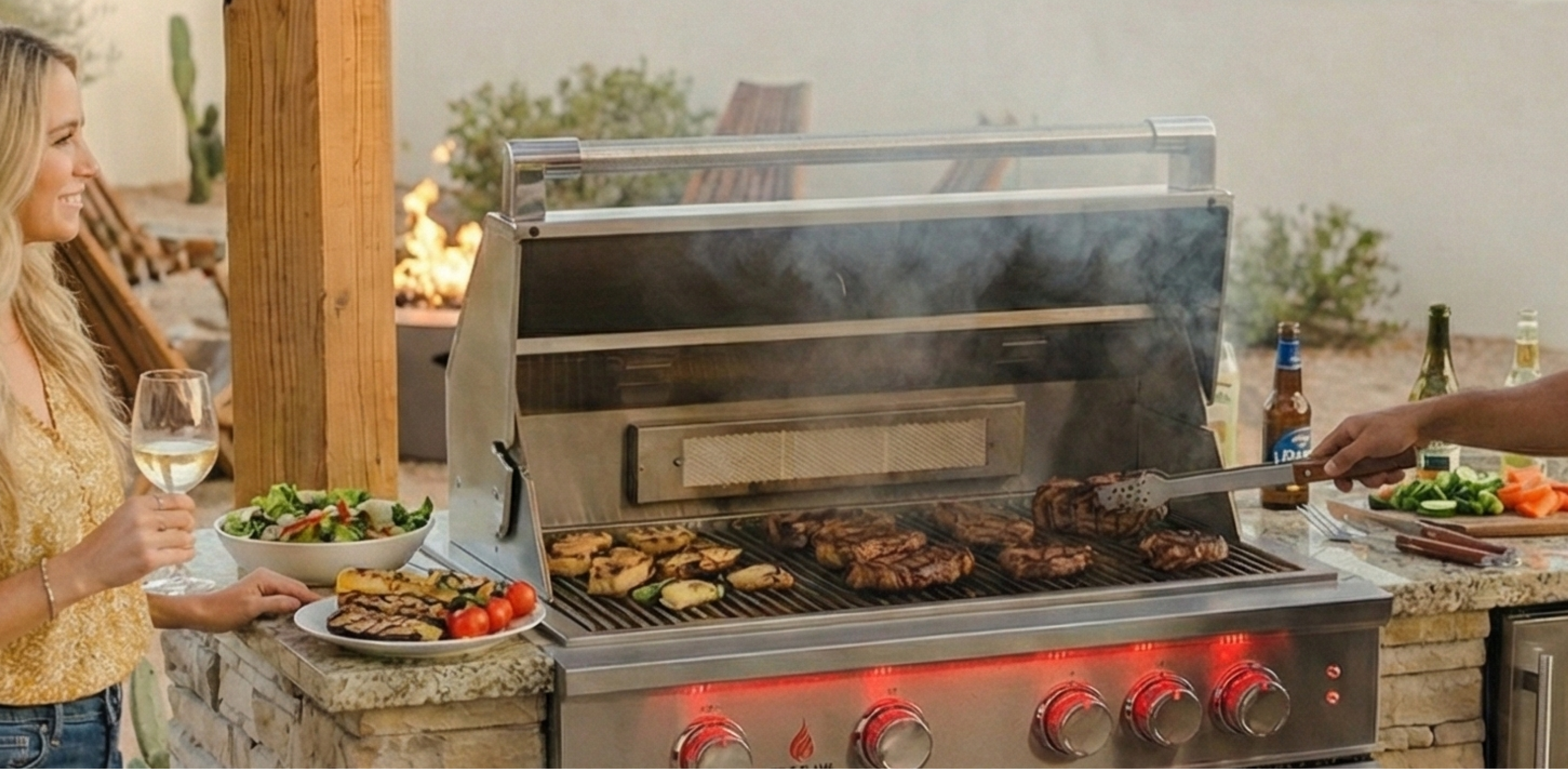 Desert Oasis Outdoor Kitchen Project | TrueFlame Grill & Stone Island
