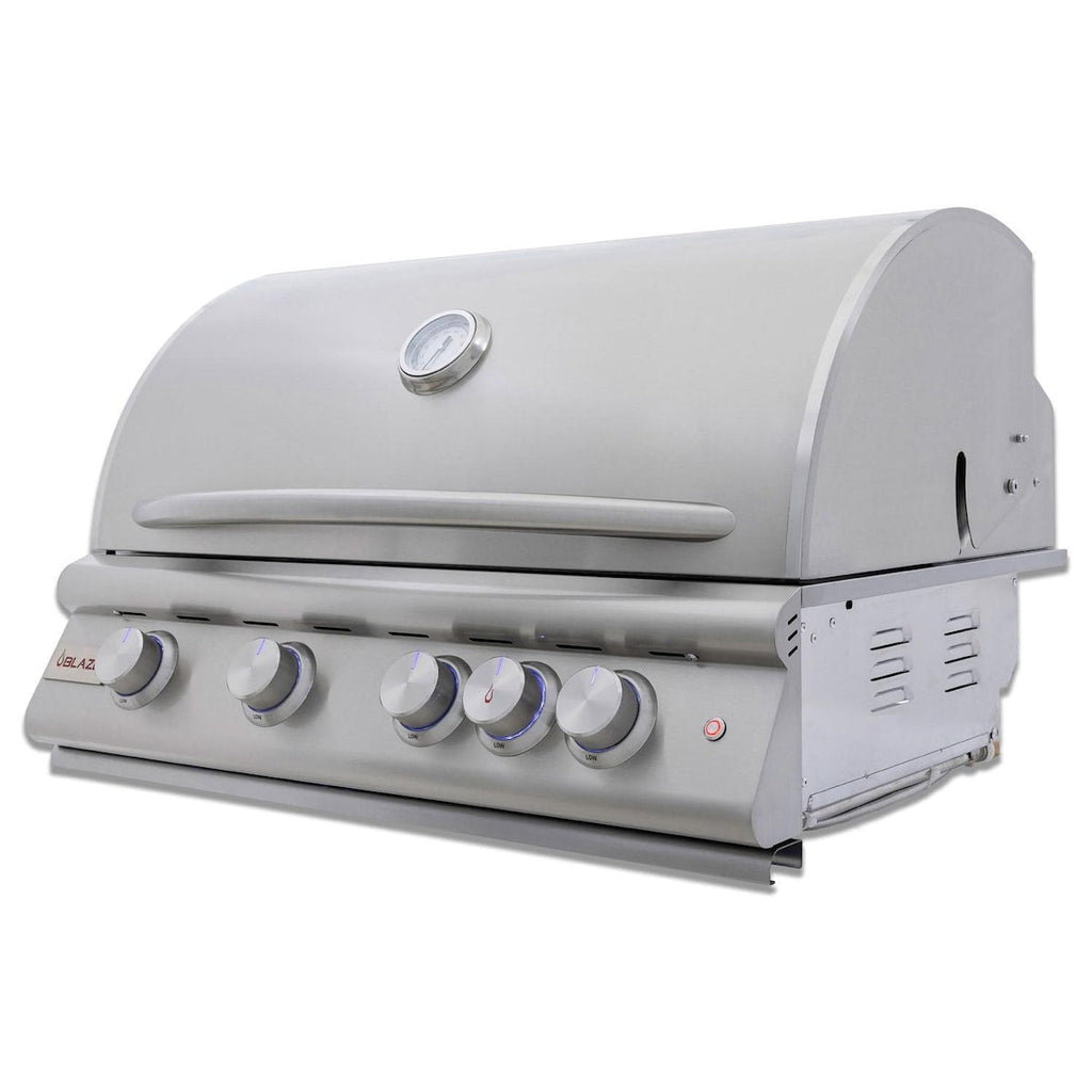 Blaze Sunrise 8-Ft Outdoor Kitchen Island w/ 32-Inch LTE+ Propane Grill in Gunmetal w/ Keon Countertop