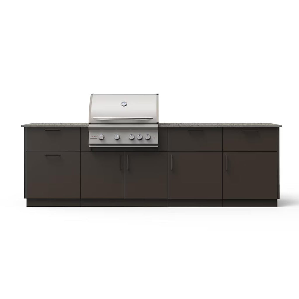 Blaze High Noon 10-Ft Outdoor Kitchen Island w/ 32-Inch Marine Grade LTE+ Propane Grill in Architectural Bronze w/ Keon Countertop