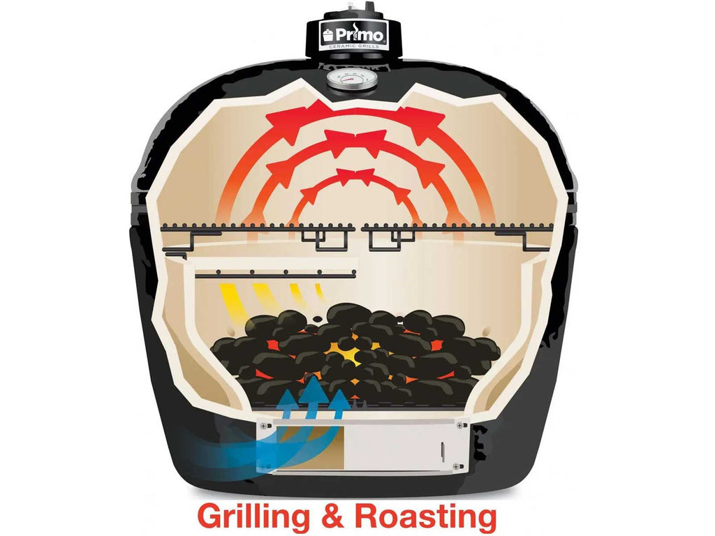 Primo Oval XL Ceramic Kamado Grill On Cart With Stainless Steel Grates