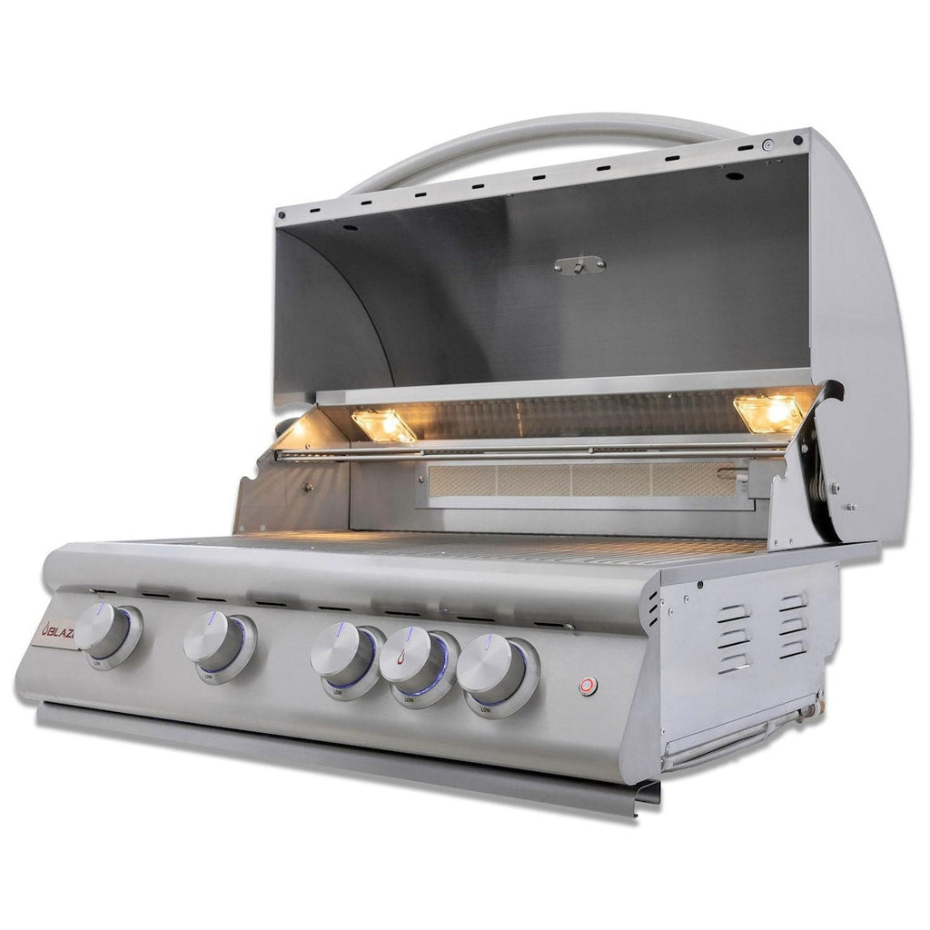 Blaze Sunrise 8-Ft Outdoor Kitchen Island w/ 32-Inch LTE+ Propane Grill in Gunmetal w/ Keon Countertop