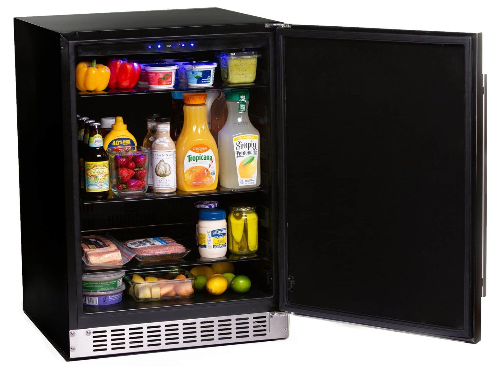 haven 6 ft. outdoor kitchen island w/ coyote c-series 30-inch grill, double access door & 24" refrigerator - harbor gray