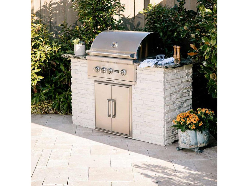 coyote s-series 30-inch 3-burner built-in gas grill with rapidsear infrared burner & rotisserie