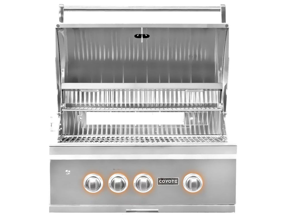 coyote s-series 30-inch 3-burner built-in gas grill with rapidsear infrared burner & rotisserie