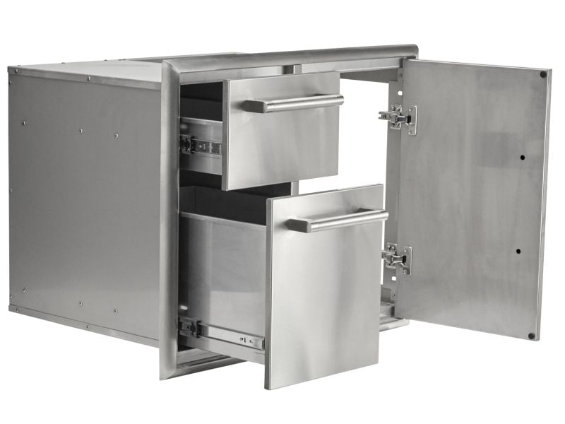 haven 6 ft. outdoor kitchen island w/ coyote sl-series 30-inch grill, double access door & 2 drawer cabinet - harbor gray