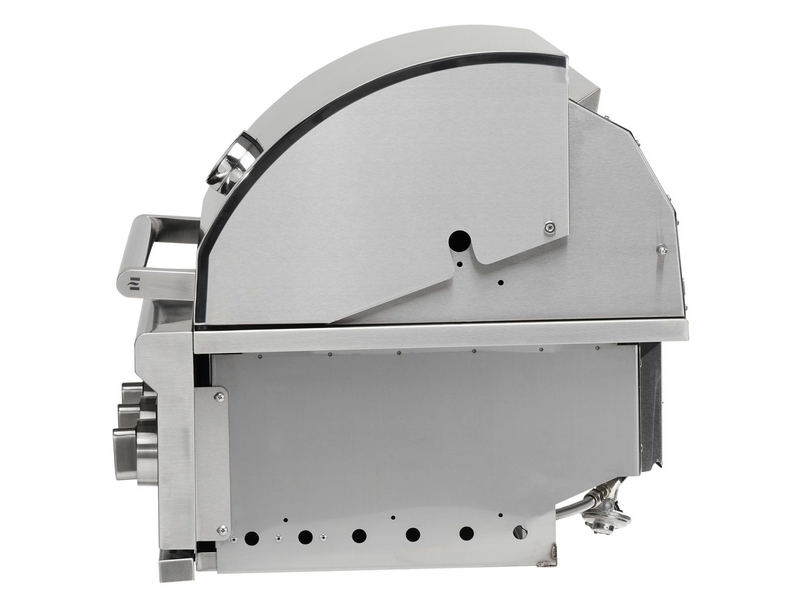 haven 6 ft. outdoor kitchen island w/ coyote c-series 30-inch grill, double access door & trash center - brushed black