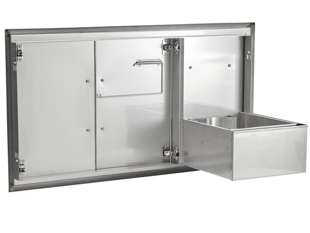 coyote 45-inch double access doors with roll out trash/propane tank drawer