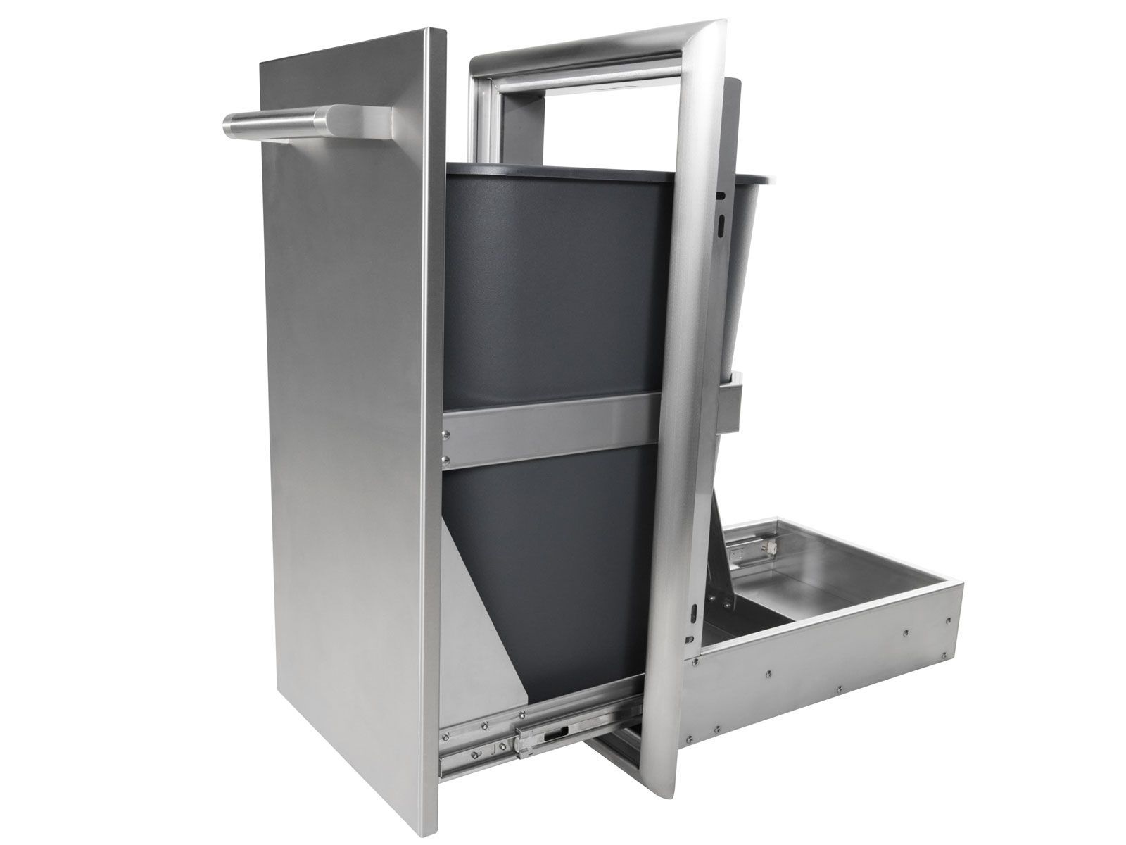 haven 6 ft. outdoor kitchen island w/ coyote c-series 30-inch grill, double access door & trash center - harbor gray