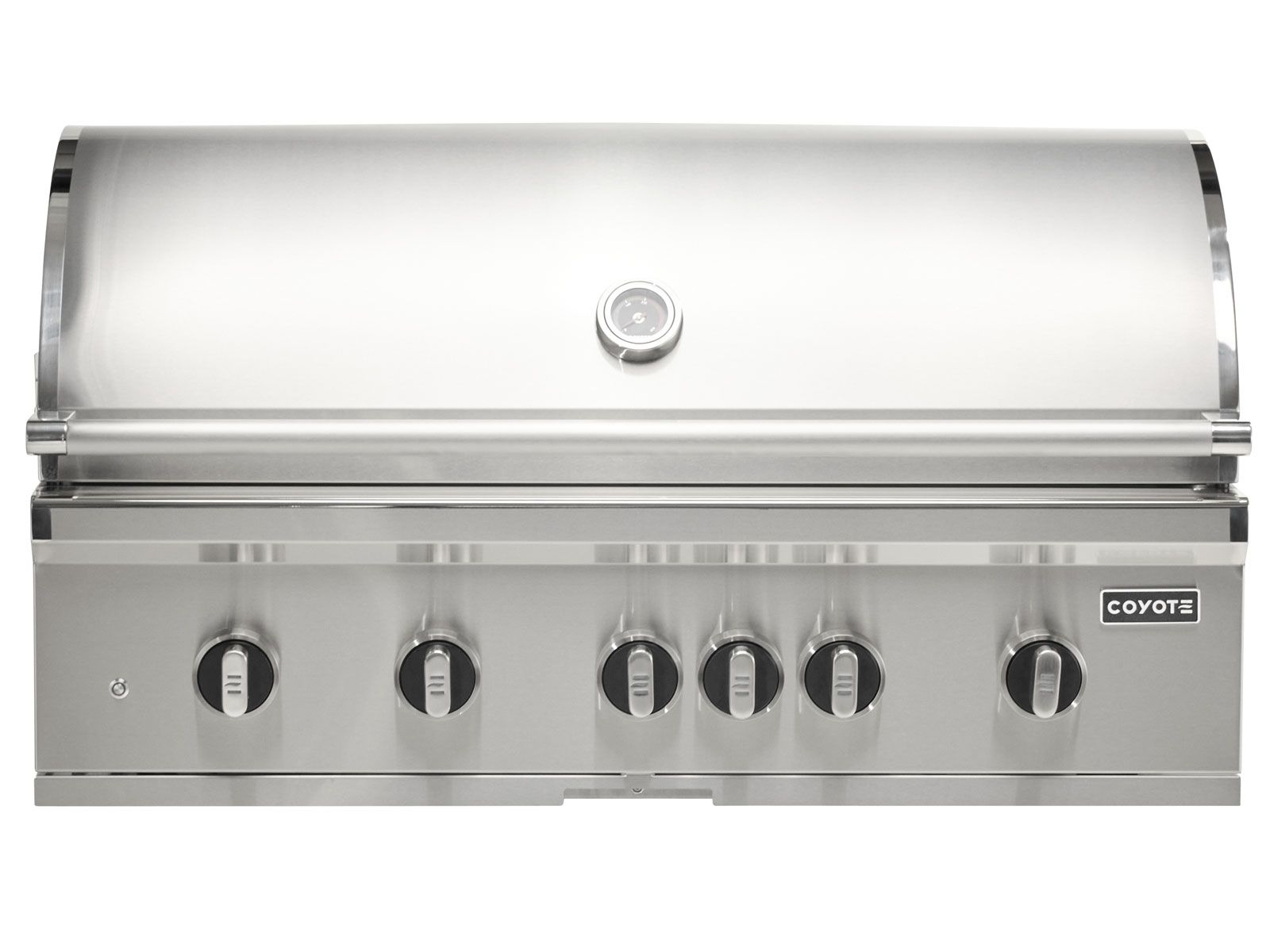 coyote sl-series 42-inch 6-burner built-in gas grill with ceramic briquettes, sear burner, infrared rear burner & rotisserie kit