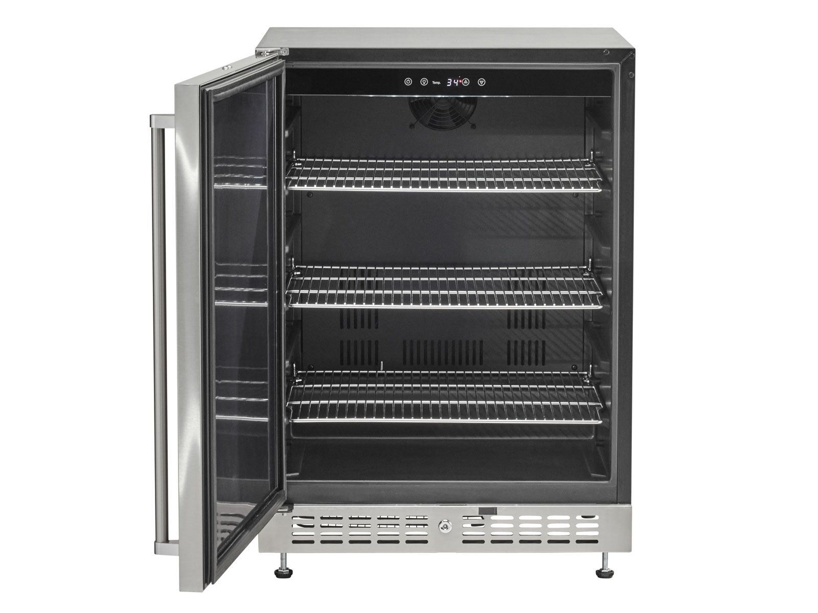 Haven 8 ft. outdoor kitchen island w/ coyote 36-inch pellet grill, single storage drawer, trash center &24-inch refrigerator - brushed black