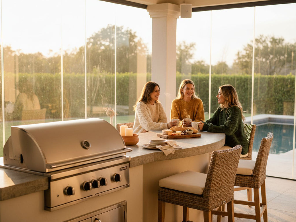 coyote sl-series 36-inch 5-burner built-in gas grill with ceramic briquettes, sear burner, infrared rear burner & rotisserie kit