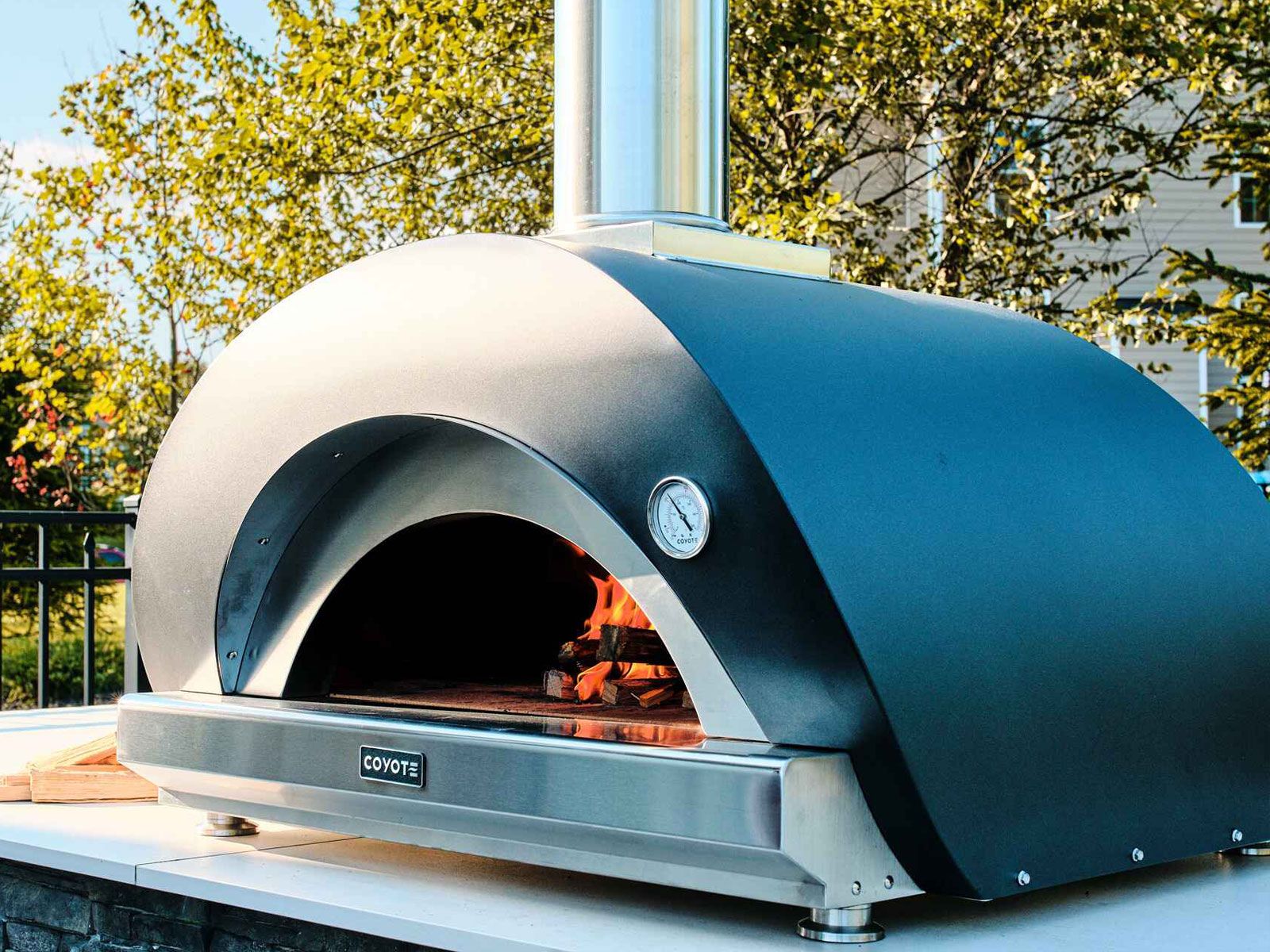 coyote 40-inch duomo wood-fired pizza oven - matte black
