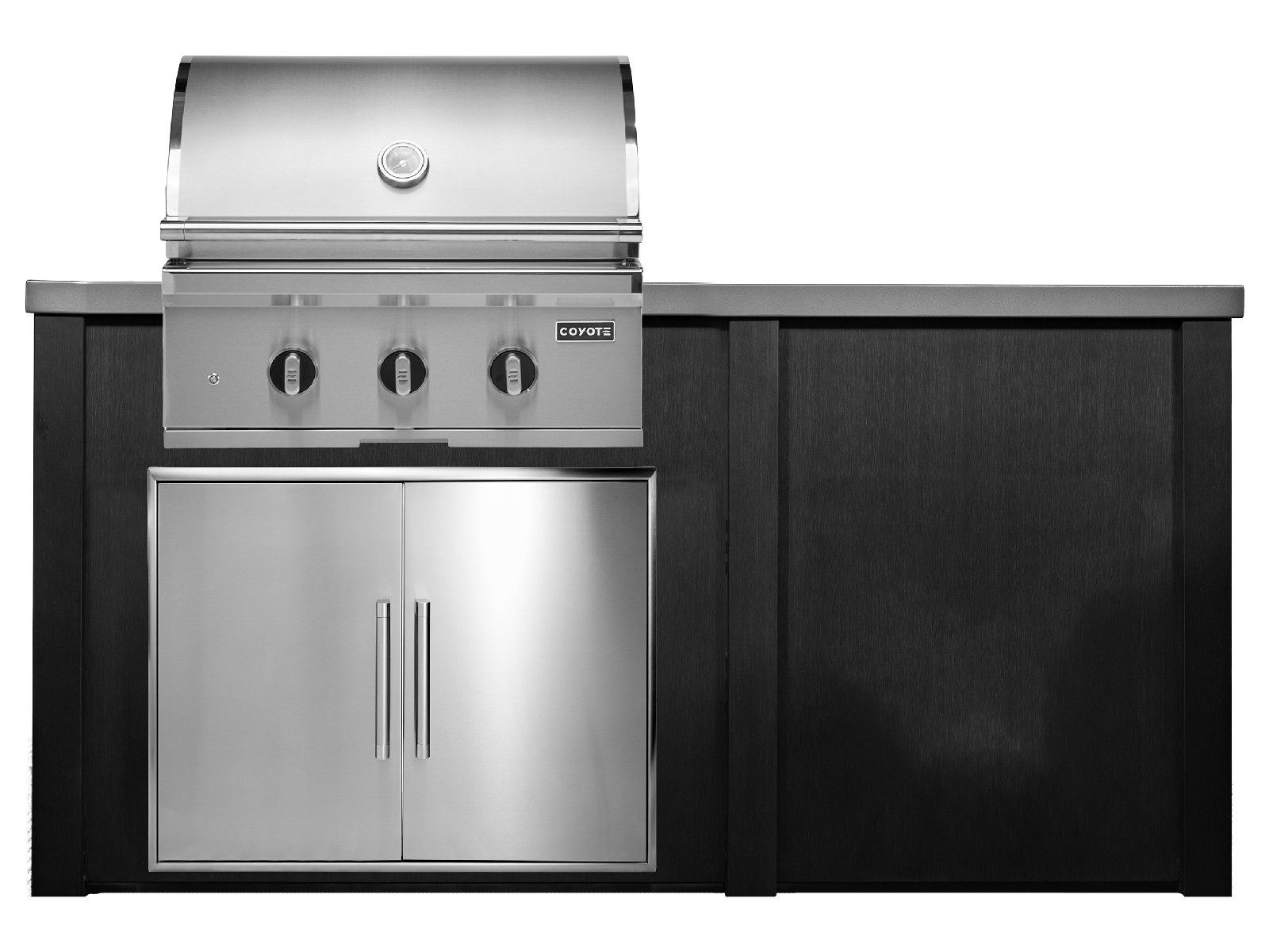 haven 6 ft. outdoor kitchen island w/ coyote sl-series 30-inch grill & double access door - brushed black