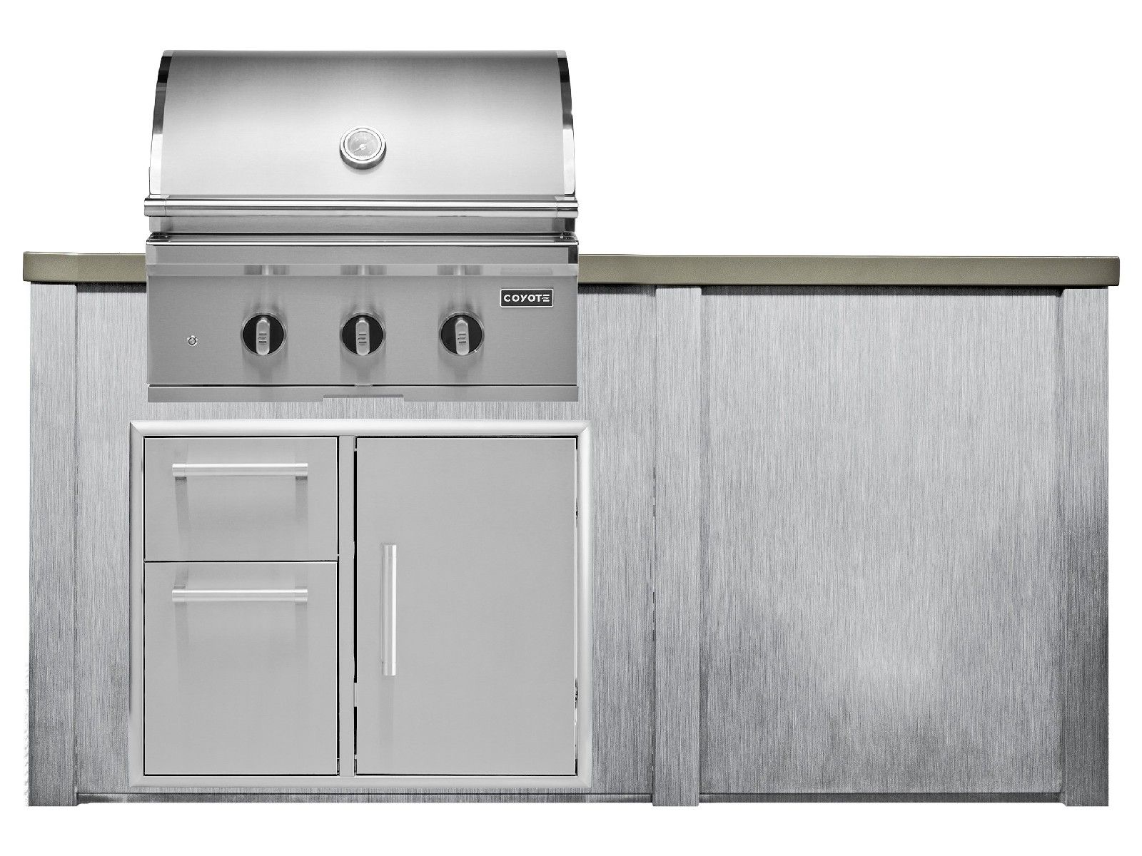 haven 6 ft. outdoor kitchen island w/ coyote sl-series 30-inch grill & 31" dry pantry - habor gray
