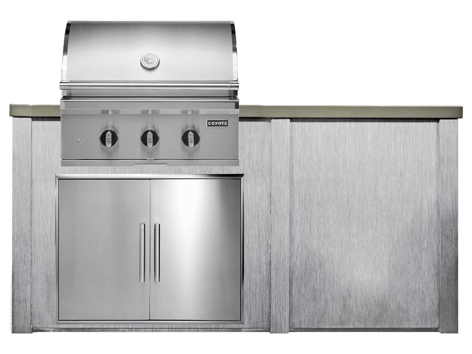 haven 6 ft. outdoor kitchen island w/ coyote sl-series 30-inch grill & double access door - harbor gray