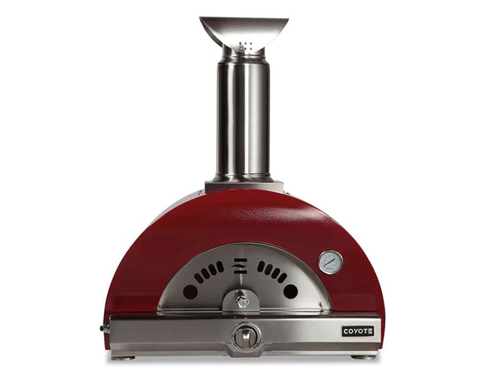 coyote 30-inch hybrid multi-fuel outdoor pizza oven - red