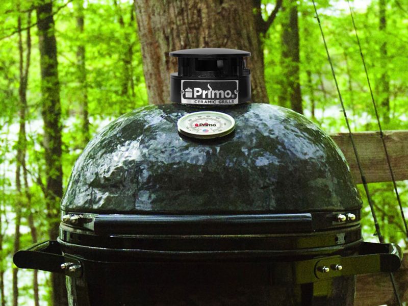 Primo All-In-One Round Ceramic Kamado Charcoal Grill With Cradle & Side Shelves