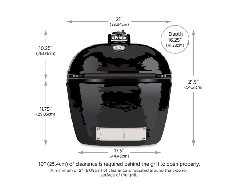 Primo All-In-One Oval Junior Ceramic Kamado Charcoal Grill With Cradle and Side Shelves