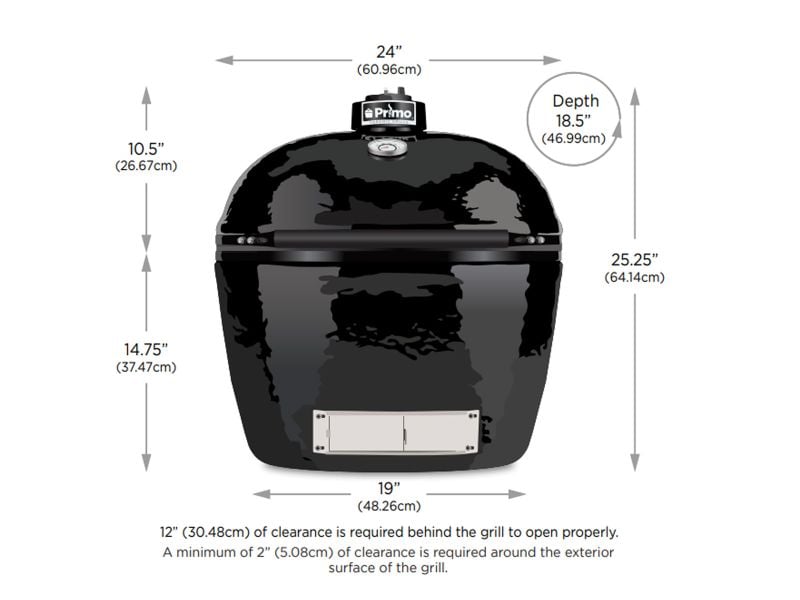 Primo All-In-One Oval Large Ceramic Kamado Charcoal Grill With Cradle and Side Shelves