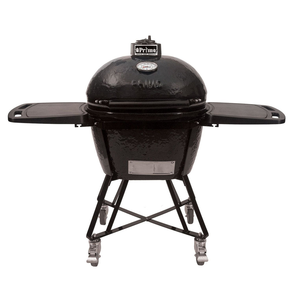 Primo All-In-One Oval Large Ceramic Kamado Charcoal Grill With Cradle and Side Shelves