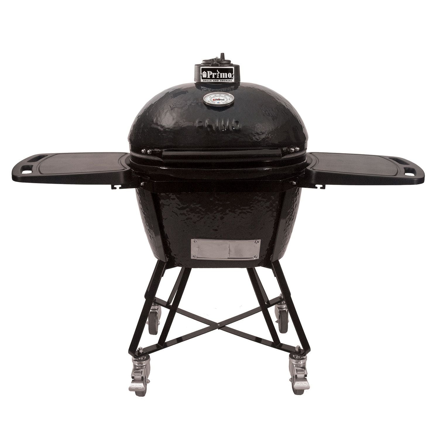 Primo All-In-One Oval Large Ceramic Kamado Charcoal Grill With Cradle and Side Shelves