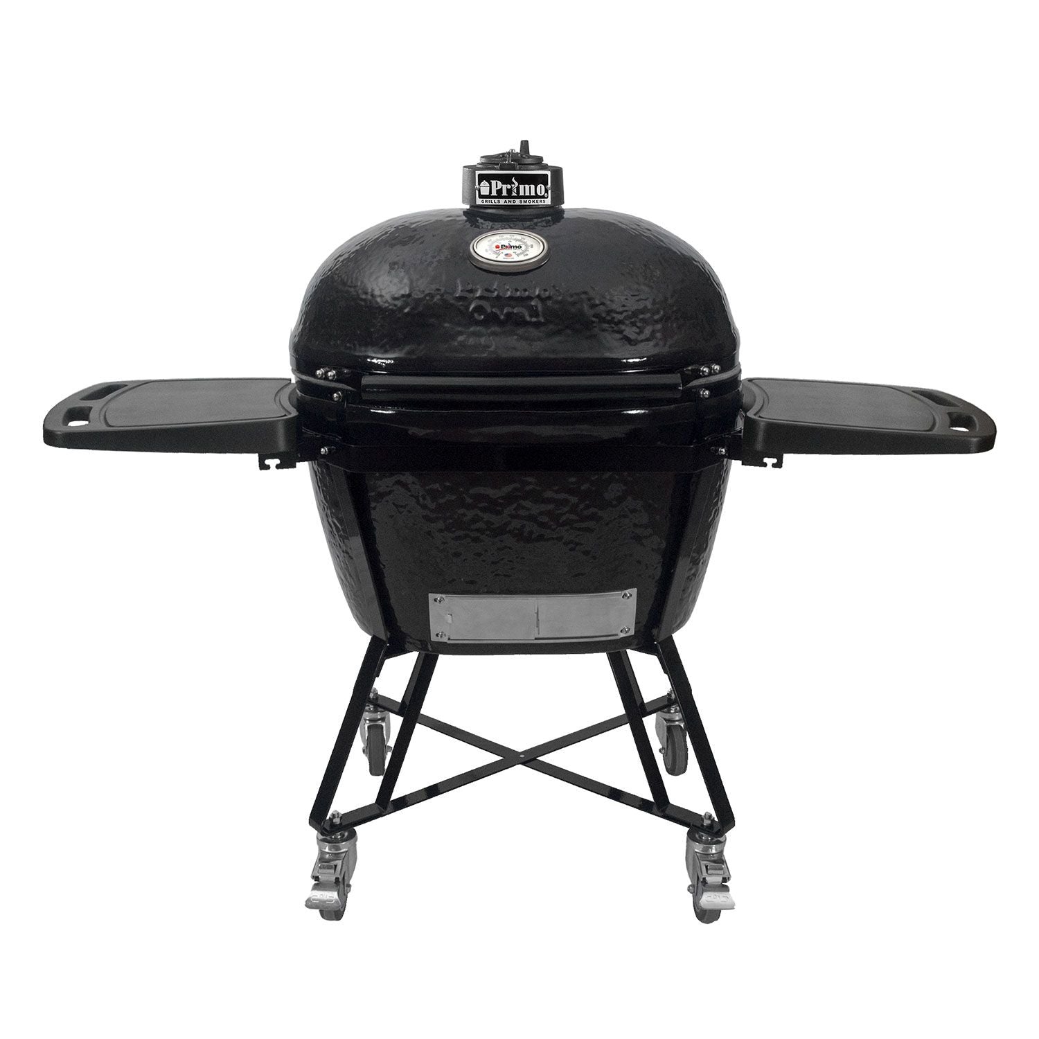Primo All-In-One Oval XL Ceramic Kamado Charcoal Grill With Cradle and Side Shelves
