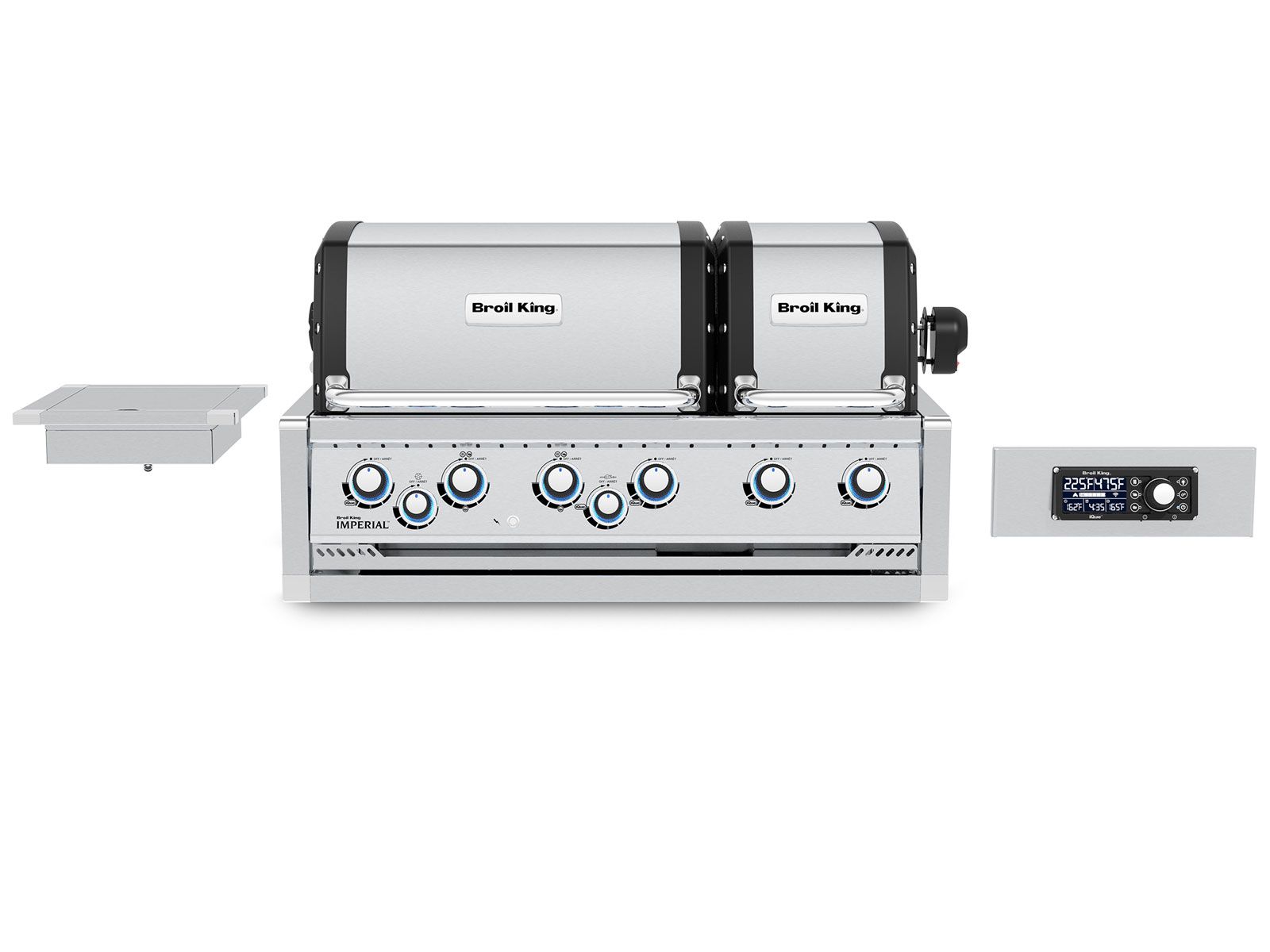 Broil King 70 x 118-Inch Outdoor Kitchen Island with Imperial QS 690i 6-Burner Gas Grill, Rotisserie, Side Burner, Refrigerator & iQue™ Technology Control