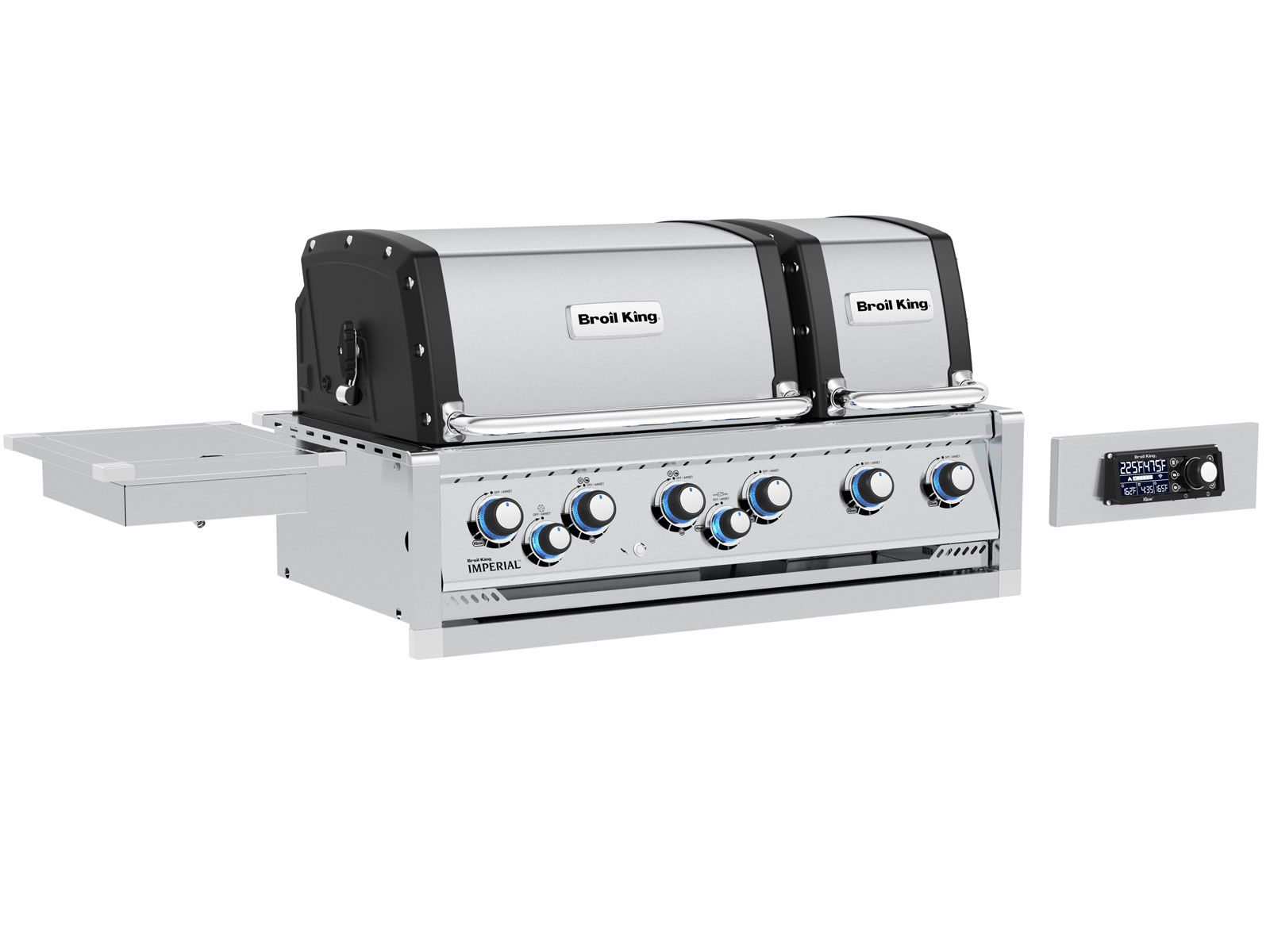 Broil King 9 3/4-Foot Outdoor Kitchen Island with Imperial QS 690i 6-Burner Gas Grill, Rotisserie, Side Burner, Refrigerator & iQue™ Technology Control