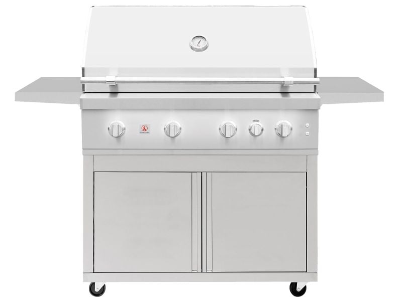 Summerset Quest 42-Inch 4 Burner Freestanding Gas Grill with Rear Infrared Burner, Rotisserie Kit & Drop-In Griddle Plate