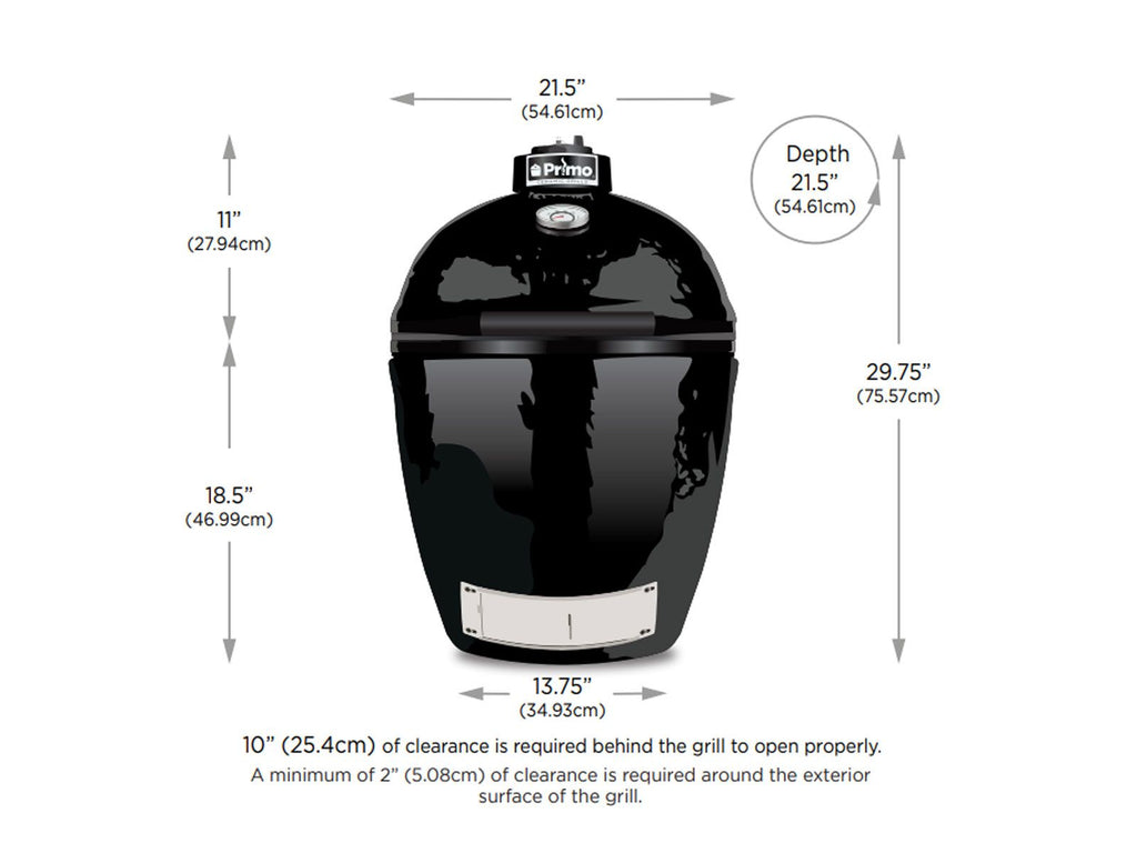 Primo All-In-One Round Ceramic Kamado Charcoal Grill With Cradle & Side Shelves
