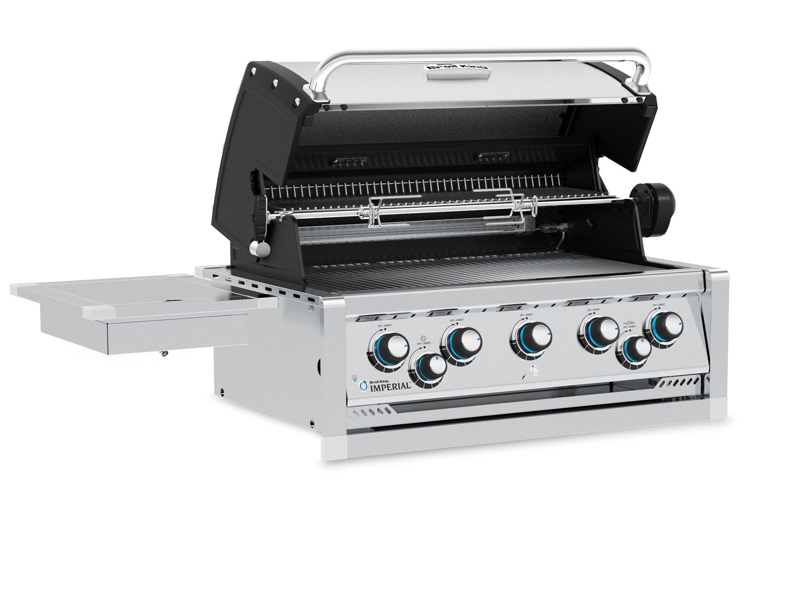 Broil King 9-Foot Outdoor Kitchen Island with Imperial S 590i 5-Burner Gas Grill, Rotisserie, Side Burner & Refrigerator