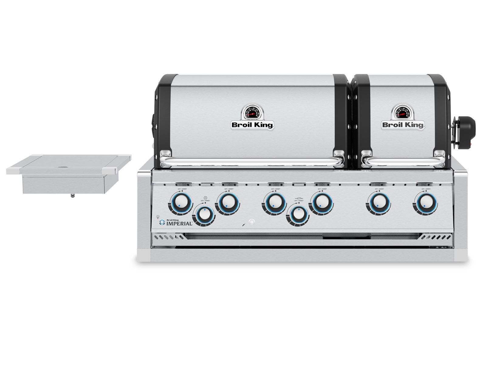 Broil King 9 3/4-Foot Outdoor Kitchen Island with Imperial S 690i 6-Burner Gas Grill, Rotisserie, Side Burner & Refrigerator